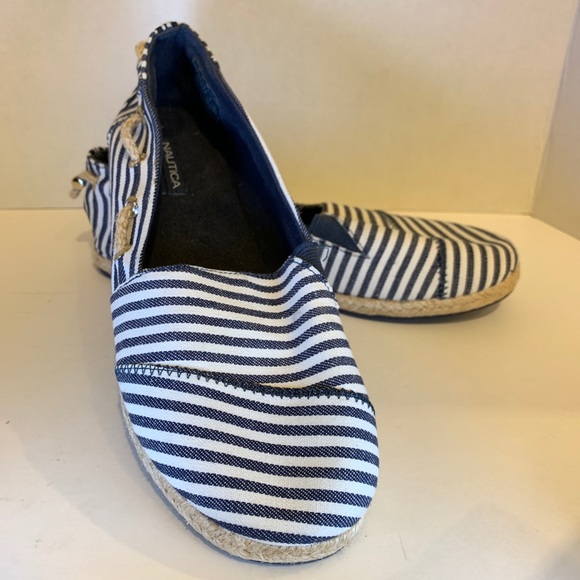 Nautica Espadrille Slip-ons Flats Navy Blue/white - Picture 1 of 6